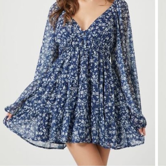 Blue w/ white floral dress - Picture 2 of 7